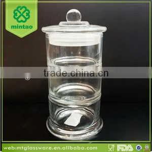 Tall 3-tiers Glass Jar Crystal Glass Candy Jar With Lid thumbnail-1