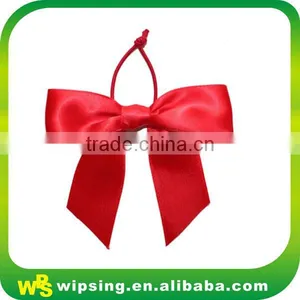 Red Satin Ribbon Bow With Elastic Loop thumbnail-1