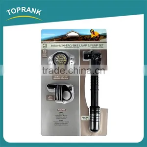 Hot Selling Waterproof Super Bright 19LED High Powered Bike Head Light With Bicycle Pump thumbnail-1