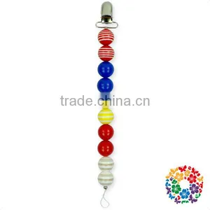 2017 NEW Style 4th of July Red White Blue Teething Baby Pacifier Holder Cute Pacifier Clips thumbnail-4