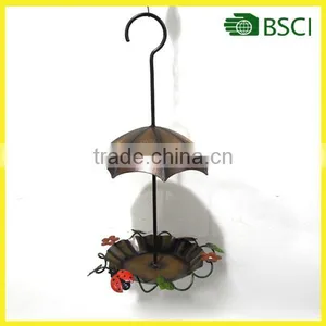 Wall Decoration Handcraft Golden Umbrella Birdfeeder for Garden Decoration thumbnail-1