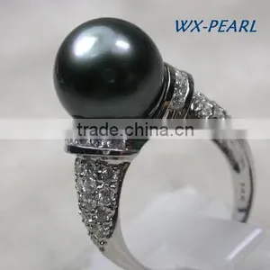 Golde Pearl Silver Ring With Tahitian Black Pearl thumbnail-1