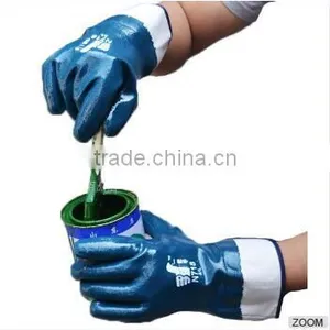 DDSAFETY 2017 Yellow Coated Cotton With Nitrile Glove Nitrile Oil Hands Glove thumbnail-4