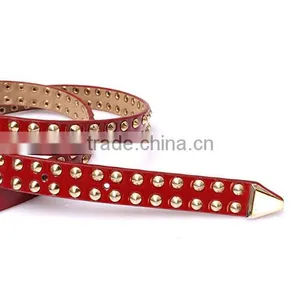 Wholesale Double Layer Rivets Decorated Square Pattern Buckle Sex Women Lady Thin PU Waist Belt thumbnail-5
