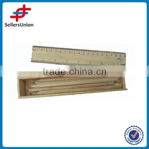 Wooden Pencil Set With Ruler and Box thumbnail-1