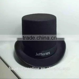 Fashion Black Round Top Hat With Custom Printing Logo Ribbon thumbnail-4