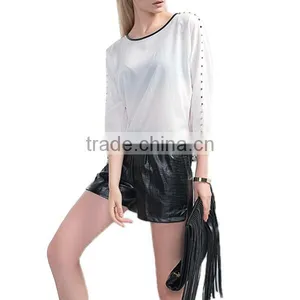 Latest Fashion Sheer Style 2015 Ladies Chiffon Tops Girls Party Wear Tops thumbnail-2