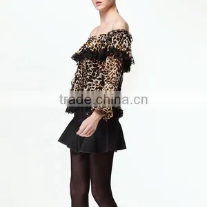 Fashionable Printed Long Sleeve Clothing New Design off Shoulder Sexy Fancy Tops for Girls thumbnail-3