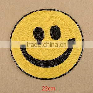 Emoji Smile Sequined Badge Applique Bag Clothes Embroidery Patch Sewing Supply thumbnail-2