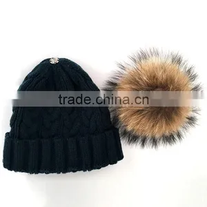 Myfur Classical Cable Knitting Hat and Cap Wholesale Men Beanie Hat Navy Color thumbnail-3