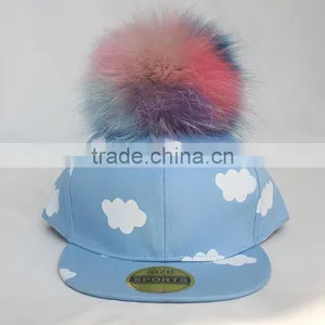 Myfur Baby Boy Spring Baseball Cap Wholesale With Detachable Colorful Raccoon Fur Ponpon thumbnail-2