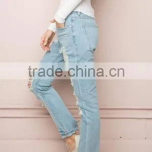 Runwaylover Custom Newest Fashion Stretch Blue Holes Denim Jeans Women Negotiate Price thumbnail-4