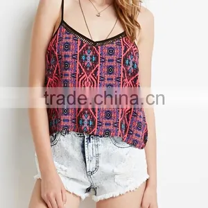 Tribal Print Strappy Cami Loose Crop Top Clothes Women Summer 2015 Beach Wear thumbnail-1