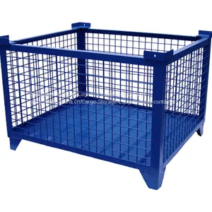 Blue Zinc Coated Wire Mesh Container , Wire Pallet Cage 1000kg thumbnail-2