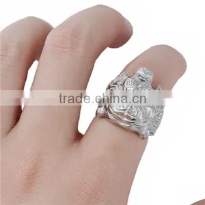 Titanium Steel Unadjustable Rings Silver Tone Tiger Animal thumbnail-3