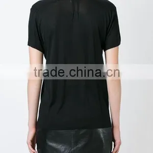 Custom Womens V Neck Blank Plain T Shirts,Pure Black Cotton V Neck T-Shirts For Women thumbnail-5