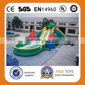 Newly Giant Green Inflatable Double Lane Water Slip Slide thumbnail-1