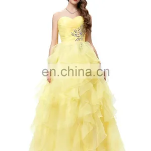 Grace Karin Strapless Off Shoulder Organza Long Ball Gown Western Quinceanera Dress For Daughter CL3411-2 thumbnail-2