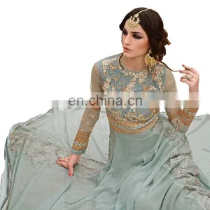 Stylish Heavy Embroidery Party Wear Anarkali Suits Designs 2018 (Diwali Collection) thumbnail-2