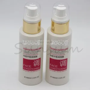Screen Printing Handling 100ml Plastic Cosmetic Lotion Bottle With Golden Pump thumbnail-3