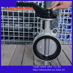 D71XP-150LBP ANSI150#standard SS304 Wafer Butterfly Valve DN100 With Aluminum Alloy Lever thumbnail-4