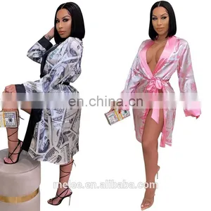 Hot Hot Women Sleepwear Casual Pajamas Long Sleeve Onesie Money Pattern Jumpsuit Girls' Sleepwear Womens Silk Pajamas thumbnail-3