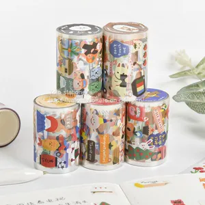 PVC and Paper Tape Custom Cartoon Cute Bear Hand Account Diary DIY Decorative Hand Account Material Stickers thumbnail-1