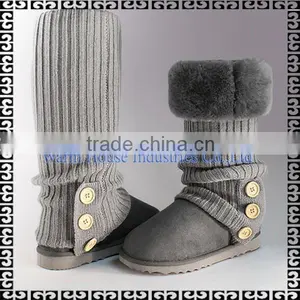 Fashion Knit Snow Boots Knee High Fur Boots for Women thumbnail-1