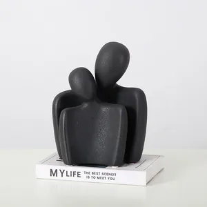 Little People Embrace Abstract Art Black And Whtie Ceramic Decor Decoration For Hallway Tv Bench thumbnail-3