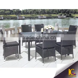 Aluminum Synthetic Rattan Outdoor Restaurant Dining Set With Waterproof Cushion thumbnail-4