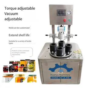 Dingfeng Vacuum Capping Machine, Four-station Fully Automatic Glass Can and Chili Sauce Can Capping Machine, Vacuum Packaging Machine thumbnail-3