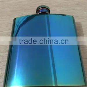 Hip Flask Stainless Steel Flasks Rainbow Iridescent Gold Flask thumbnail-3