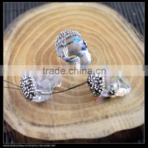 LFD-0069B Wholesale White AB Crystal Glass Skull Connector Beads, With Rhinestone Paved Spacer Loose Bead Jewelry Making thumbnail-3