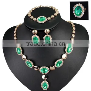 European And American Fashion Green Color Crystal Alloy Rhinestone Jewelry Set thumbnail-5