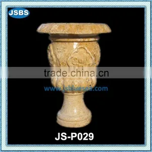 Indoor Polishing Beige Marble Wall Flower Pot For Sale thumbnail-1