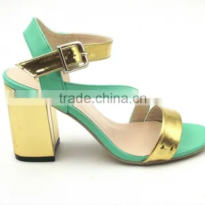 Young Lady Thick High Heel Ankle Strap Mix Color Sandals thumbnail-1
