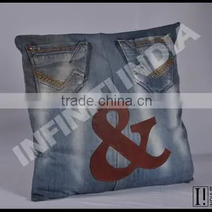 Vintage Designer Denim Cushion, Vintage Cushion thumbnail-1
