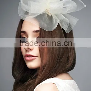 Sinamay Fascinator Hat For Women Wedding Party Church Handmade Linen Formal Hat thumbnail-3