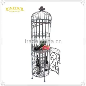 Antique Wrought Iron Birdcage Shape Display Rack Metal Wine Rack thumbnail-1