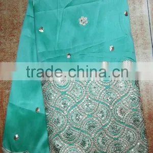 Green Durable Popular Geroge Lace African Dress Fabrics for Party thumbnail-1