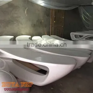 Fiberglass Moon Bench Chair 2M Long Stool Resin Furniture Fashion for Public Rest Area thumbnail-2