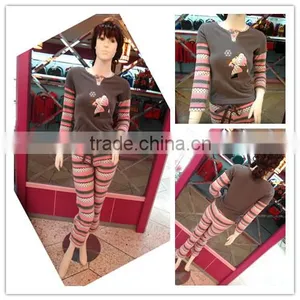 Cute Girl Draw String Pants Color Blocking Pajamas Women thumbnail-1