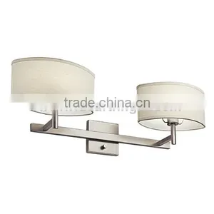 UL CUL Listed Brushed Nickel Bedside Hotel Wall Lamp With Double Oval Linen Shades W80433 thumbnail-1
