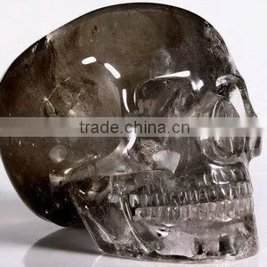 Natural Artistic Smoky Quartz Crystal Skull thumbnail-1