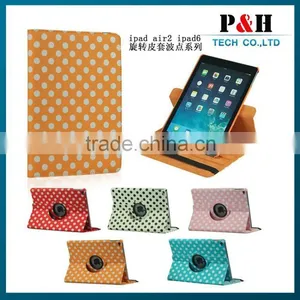 For Ipad Leather Case, Polka Dot 360 Rotating PU Leather Case For Apple IPad 6 & Air 2 thumbnail-2
