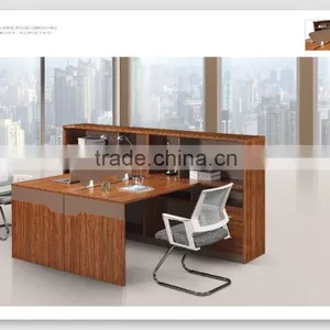White and Black Staff Working Desk Office Workstation Design With Hang-in Cabinet for USA thumbnail-1
