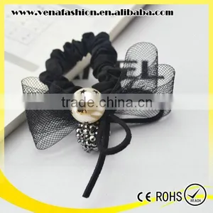 Gauze Jeweled Rhinestone Bow Pearl Handmade Felt Hair Band thumbnail-3