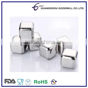 6PCS FDA Safe Stainless Steel Chilling Reusable Whiskey Wine Drinks Ice Cubes thumbnail-1