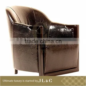 JS01 Sectional Sofa Full Grain Leather Sofa Black Crocodile Pattern in the Living Room-JL&C Luxury Home Furniture thumbnail-2