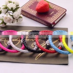 Antique Classical Leather Magnetic Clasp Bracelet Jewelry , Nnisex Smooth Pattern Crystal Leather Bracelet/ thumbnail-2